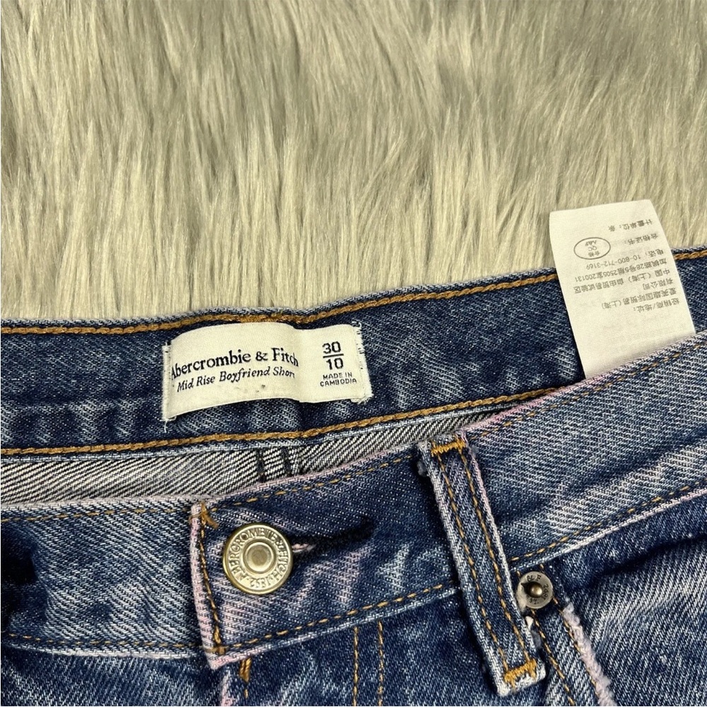 Abercrombie And Fitch Mid Rise Boyfriend Shorts Distressed Denim Pink Dye - Picture 10 of 15